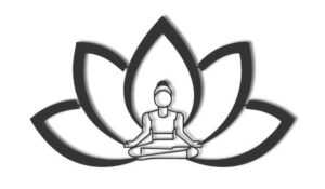 Flor de loto con mujer meditando